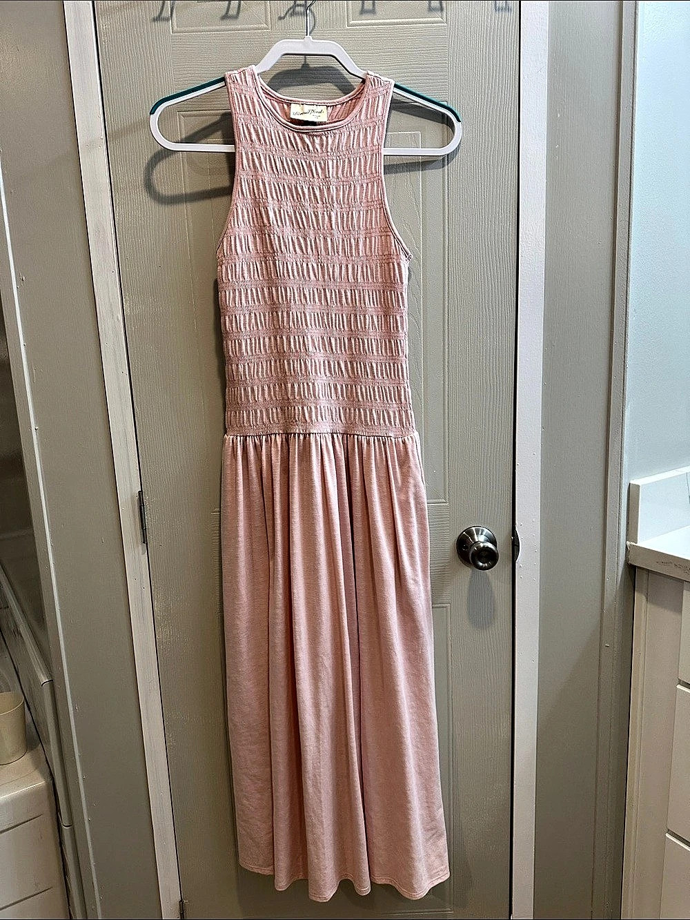 Universal Thread Pink Smocked Knit Maxi Dress w/Pockets